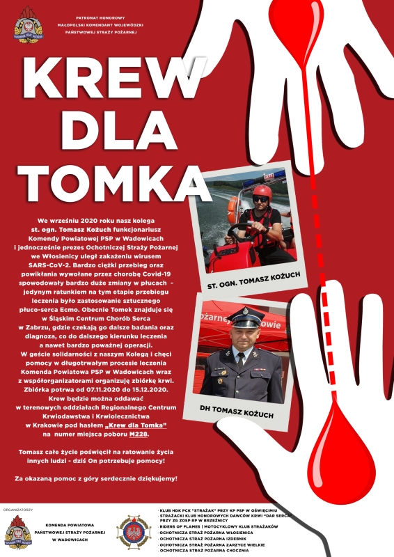 plakat Krew dla Tomka na strone www